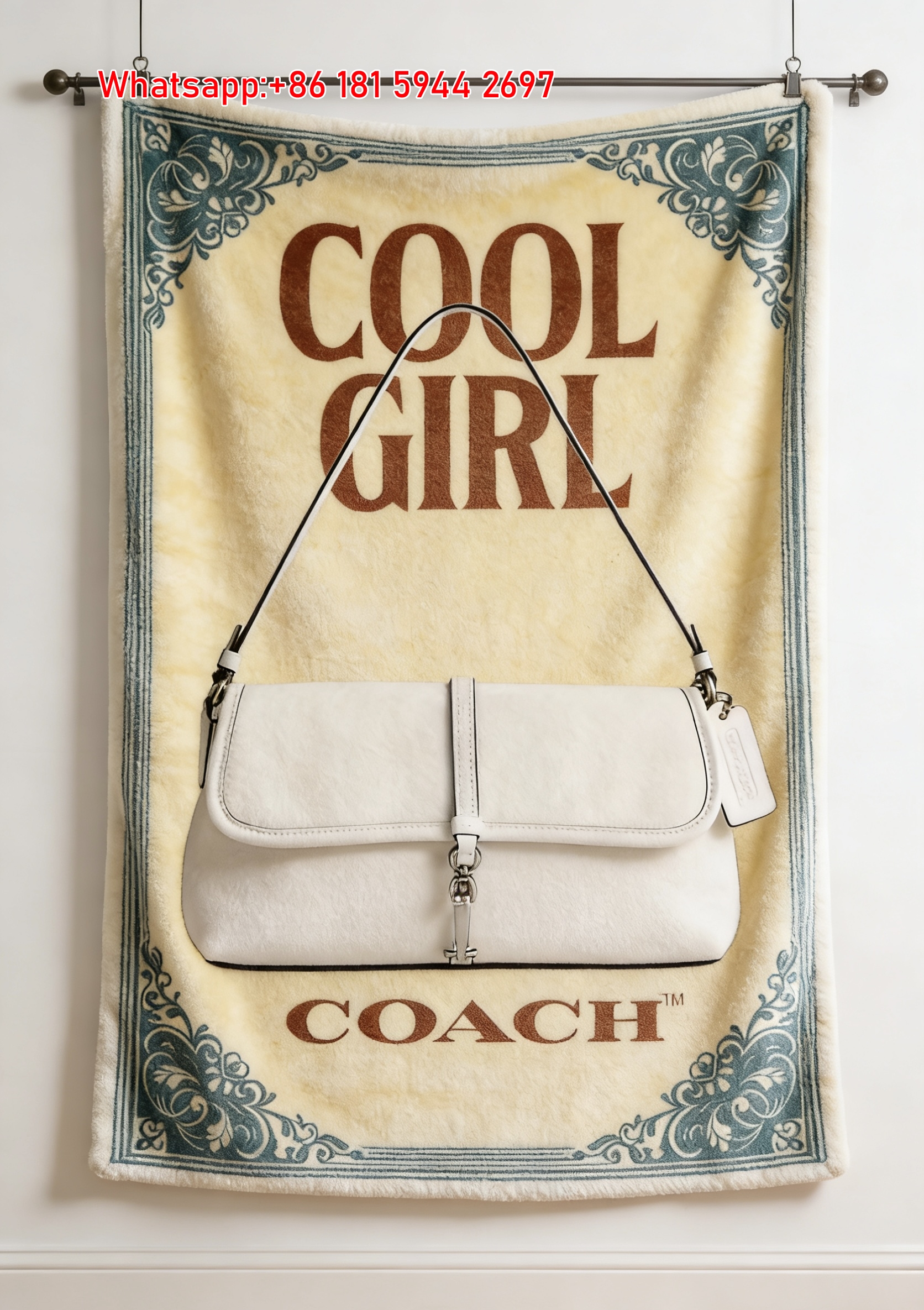 Coach Cool Girl Bag Print Flannel Fleece Throw Blanket C052